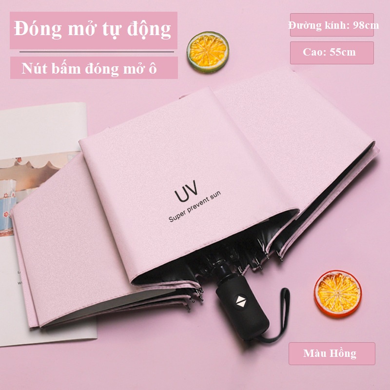 Ô Che Nắng Mưa Chống Tia UV Dù Tự Động Mini Dù Che Mưa Phủ Vinyl Chống Thấm Cao Cấp