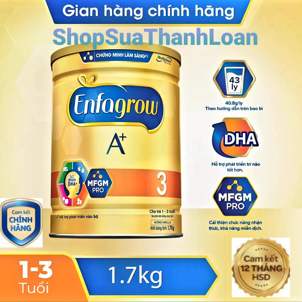 [HSD T5-2023] [MẪU MỚI] Sữa bột Enfagrow A+ 3 HMO 1.7kg