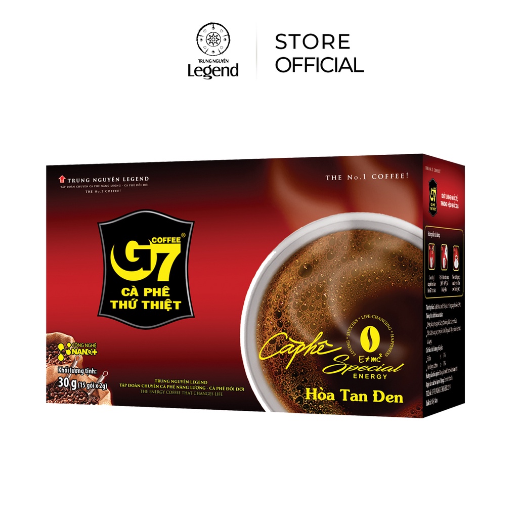 Cà Phê G7 2in1 Trung Nguyên Legend - Hòa Tan Đen  - Hộp 15 gói