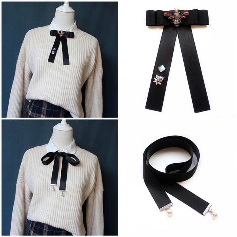 Nơ Cài Cổ Áo Màu Đen Phong Cách JK Cho Nữ Sinh