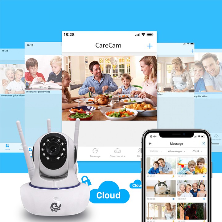 Camera Wifi An Ninh Trong Nhà CC1021, Camera Sử Dụng Phần Mềm Carecam Pro, Xoay Theo Chuyển Động