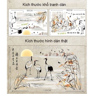 Decal dán tường phong cảnh con cò