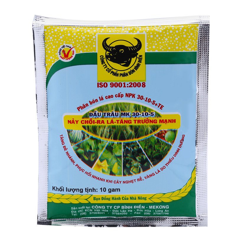 Bán buôn BỘ 02 GÓI Phân bón lá cao cấp Đầu Trâu MK 30-10-5 10g bao đẹp
