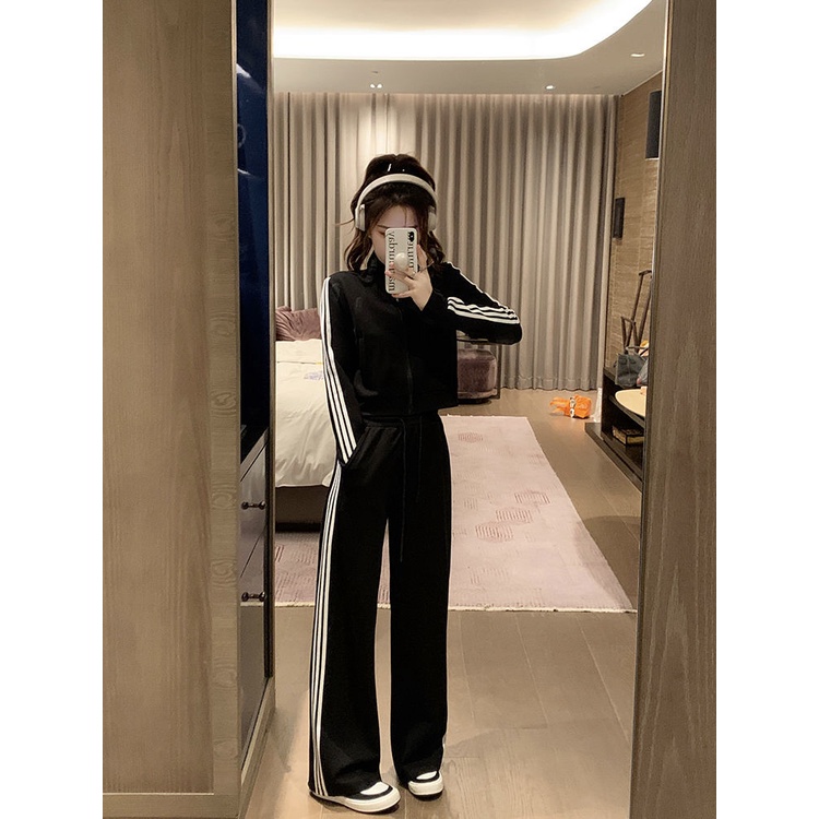 Bộ đồ JSC với sweatshirt tay dài phong cách thể thao Mỹ thời trang xuân thu cho nữ