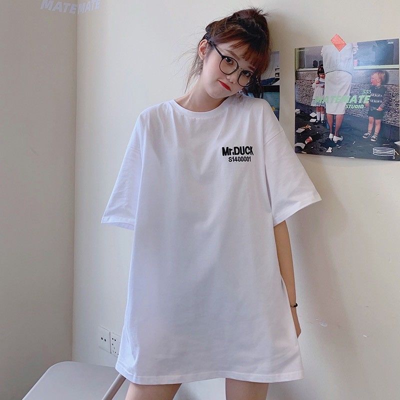 Áo Thun COZOK Ngắn Tay Dáng Rộng In Chữ Kiểu Hàn Quốc Cá Tính Cho Nữ