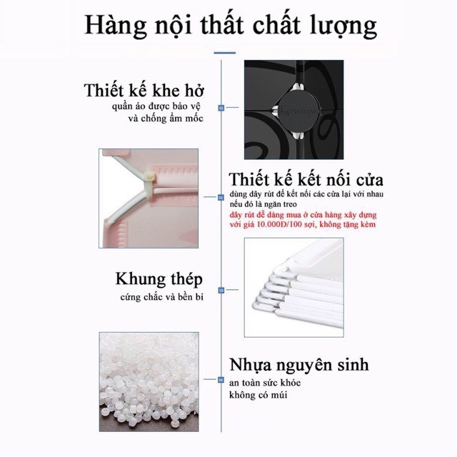 Tủ nhựa ghép 9 ô thân đen cửa trắng decan quần áo, 1 xéo size to sâu 47  - Bảo hành 2 năm 1 đổi 1