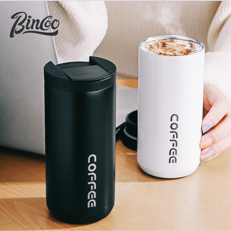 Bình nước cà phê BINCOO kiểu dáng đơn giản bằng thép không gỉ chống rò rỉ 400ml/ 550ml