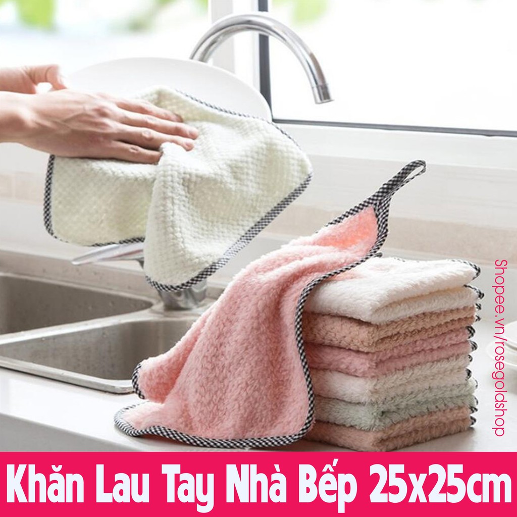 Khăn Lau Tay Nhà Bếp Có Nút Treo Tiện Lợi 25x25cm