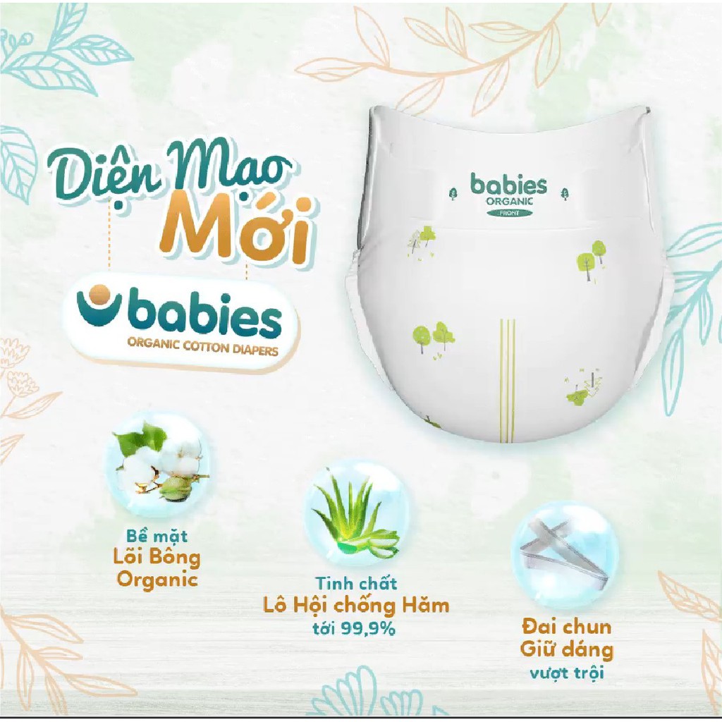 [MUA 2/4/6 đều có quà] Bỉm Dán/Quần 𝑩𝑨𝑩𝑰𝑬𝑺 𝑶𝑹𝑮𝑨𝑵𝑰𝑪 an toàn cho bé size NB76/S66/M56/L46/M54/L50/XL46/XXL40/XXXL38