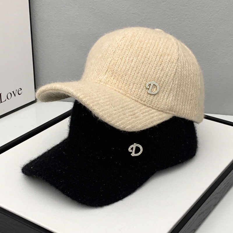 Mũ Lưỡi Trai Dệt Kim Thêu Chữ D Đính Đá Thời Trang Thu Đông Phong Cách Hàn Quốc Mới
