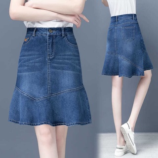 Chân váy jean Chữ A Lưng Cao Thiết Kế Mới Thời Trang Mùa Xuân Thu Dành Cho Nữ
