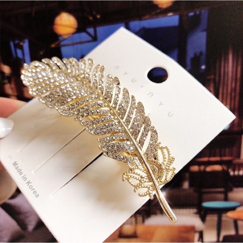 Kẹp Tóc Đá Hình Lông Vũ Sang Chảnh