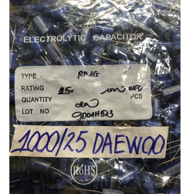 [Mã ELHACE giảm 4% đơn 300K] 200 con Tụ Hoá 1000uf 25V DAEWOO