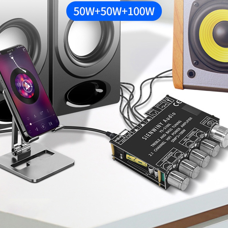 Bảng Mạch Khuếch Đại Tín Hiệu Bluetooth 50W x 2 + 100W 5-26V BT AUX USB Đầu Vào 2 1 Kênh