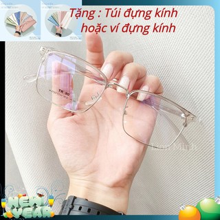 Gọng kính cận ♥ vuông màu xám khói ♥ bán chạy nhất shopee ♥ tặng ví đựng kính thời trang ♥