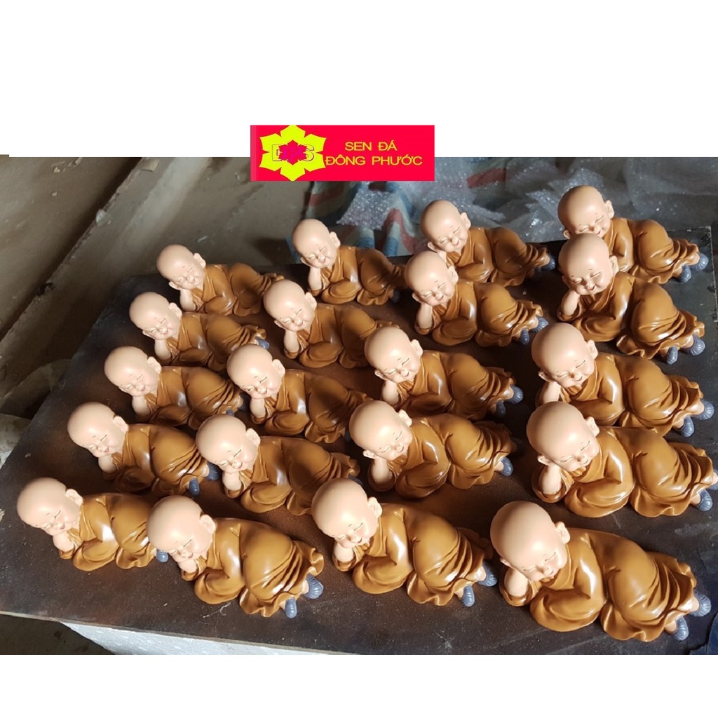 -Bộ 3 Tượng Yêu Đời- Tượng chú tiểu áo lam chất liệu Composite- Phụ kiện trang trí - Sen Đá Xương Rồng
