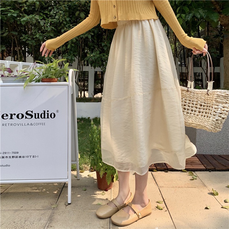 Chân váy NZN dáng chữ A lưng cao phối lưới phong cách Hàn Quốc thời trang dành cho nữ