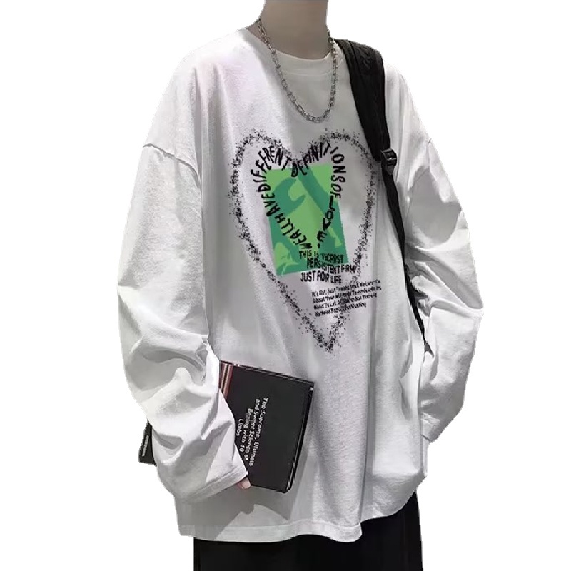 Áo Thun Tay Dài Cổ Tròn Dáng Rộng In Chữ Phong Cách Hàn Quốc Thời Trang Cho Nam size M-5XL