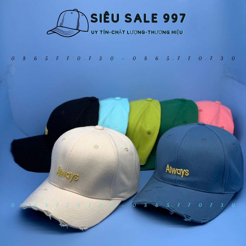 NÓN LƯỠI TRAI NHUNG ALWAYS RÁCH NHẸ CÁ TÍNH THỜI TRANG NAM NỮ ĐẸP