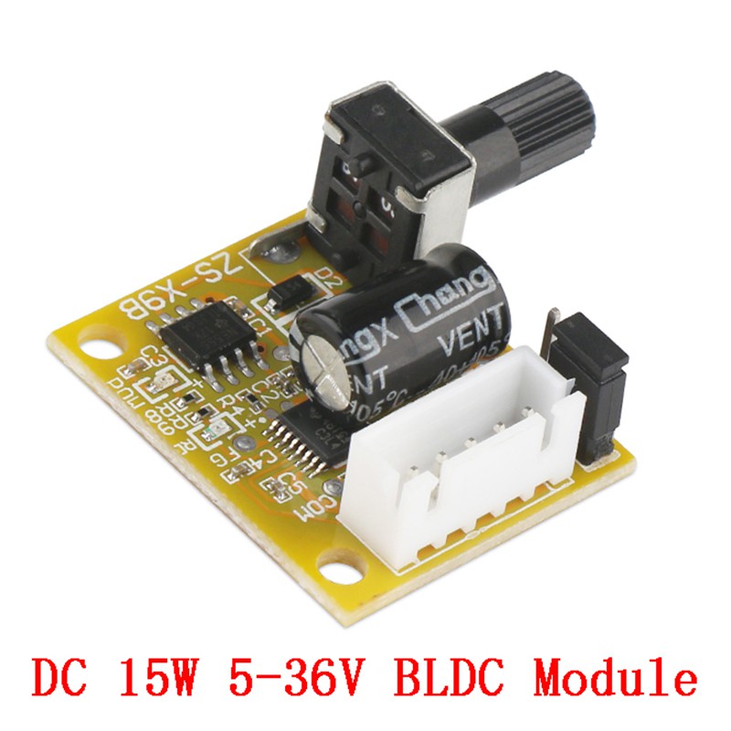 BLDC Bộ điều khiển tốc độ động cơ ba pha No Hall DC 5-36V BLDC Bảng điều khiển không chổi than Module 15W Bộ điều khiển tốc độ động cơ BLDC