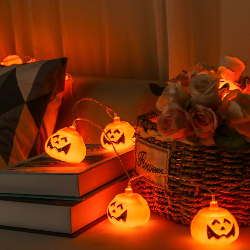 Dây Đèn LED 1M / 2.9M Hình Bí Ngô Đầu Lâu Trang Trí Halloween