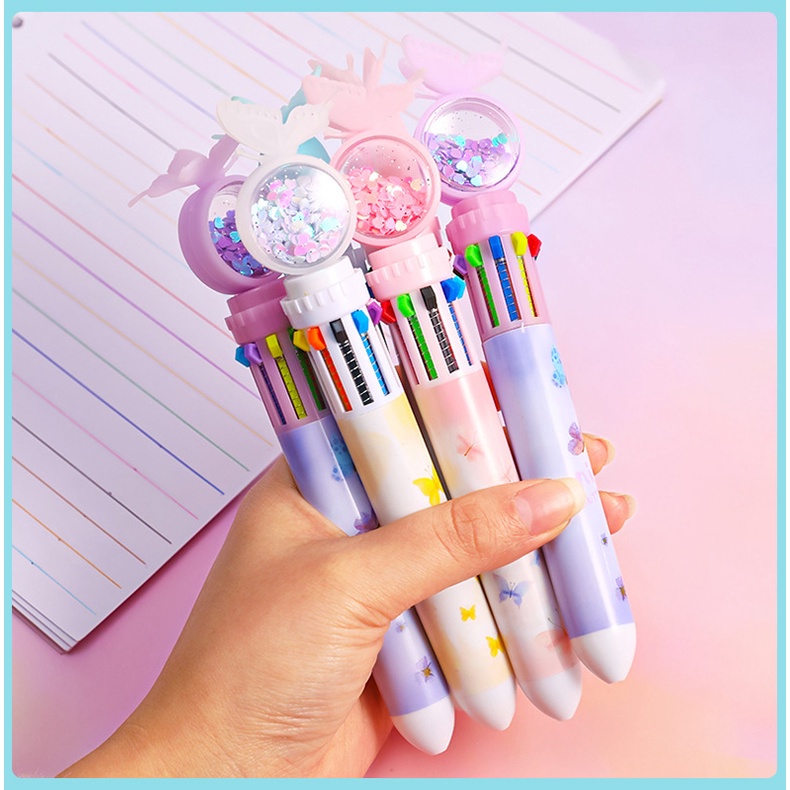 Bút Bi 10 Trong 1 Nhiều Màu Sắc Họa Tiết Động Vật Hoạt Hình Cho Học Sinh / Văn Phòng