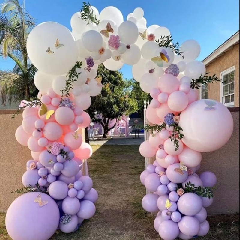 Bộ Bong Bóng Vòng Hoa Màu Hồng / Tím / Hồng Macaron Trang Trí Tiệc Cưới / Sinh Nhật / Lễ Tình