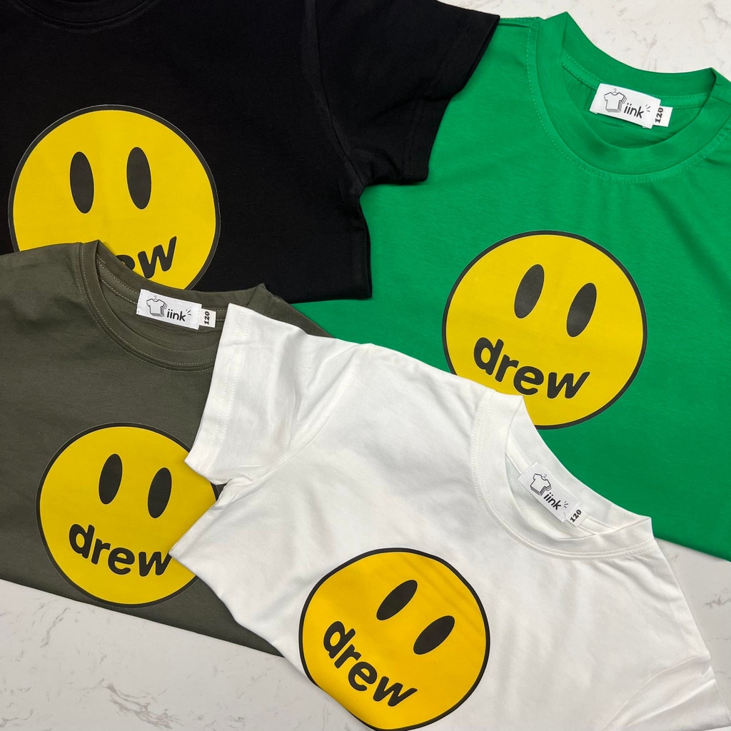 Áo Thun Drew mặt cười cotton Hàn cực đẹp cho bé trai, bé gái, mát, thán hút mồ hôi ATTH01