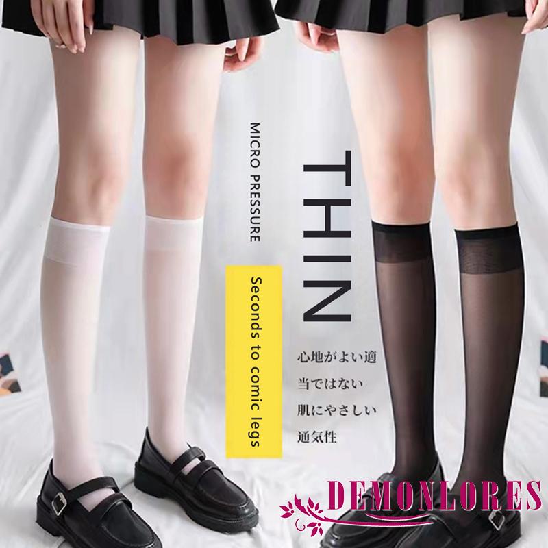 Vớ Dài Tới Bắp Đùi Mỏng Co Giãn Màu Trơn Thời Trang Cho Nữ
