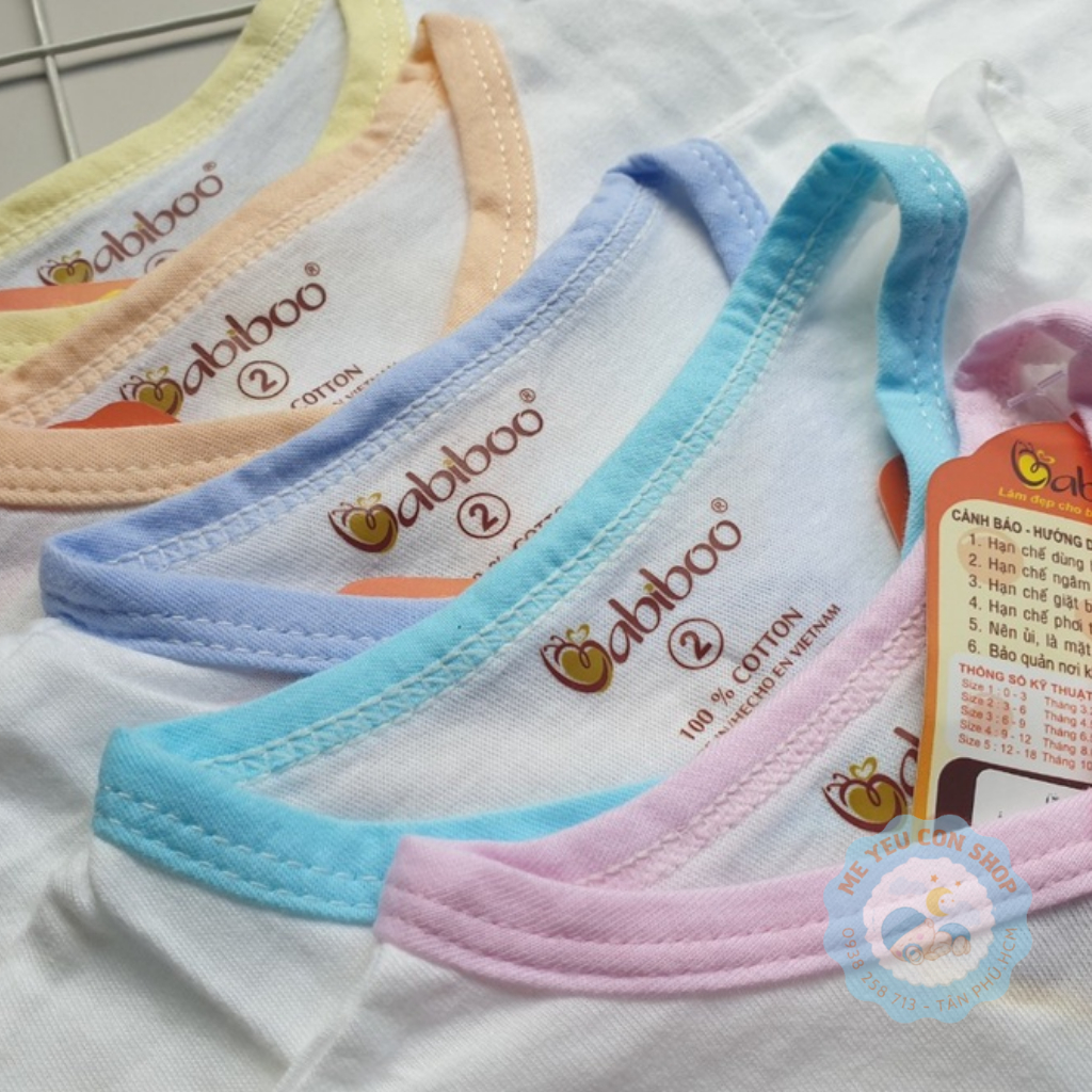 Áo cổ tim viền màu tay ngắn BABIBOO