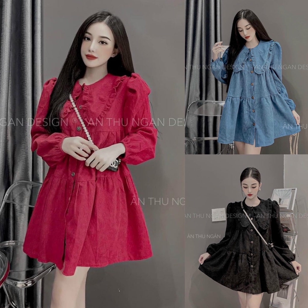 Đầm váy nữ babydoll cổ bèo đơn giản siêu xinh, cute dành cho các nàng yêu đi chơi, dự tiệc