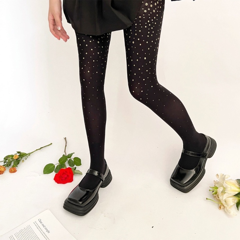 Youyo Quần Tất Legging Lưng Cao Ôm Dáng Họa Tiết Chấm Bi Lấp Lánh Cho Nữ