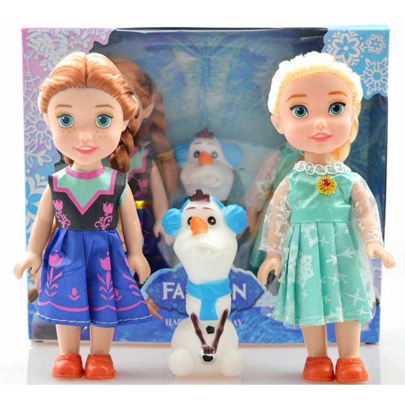 Bộ 3 búp bê trưng bày hình nhân vật phim Frozen Elsa & Anna & Olaf