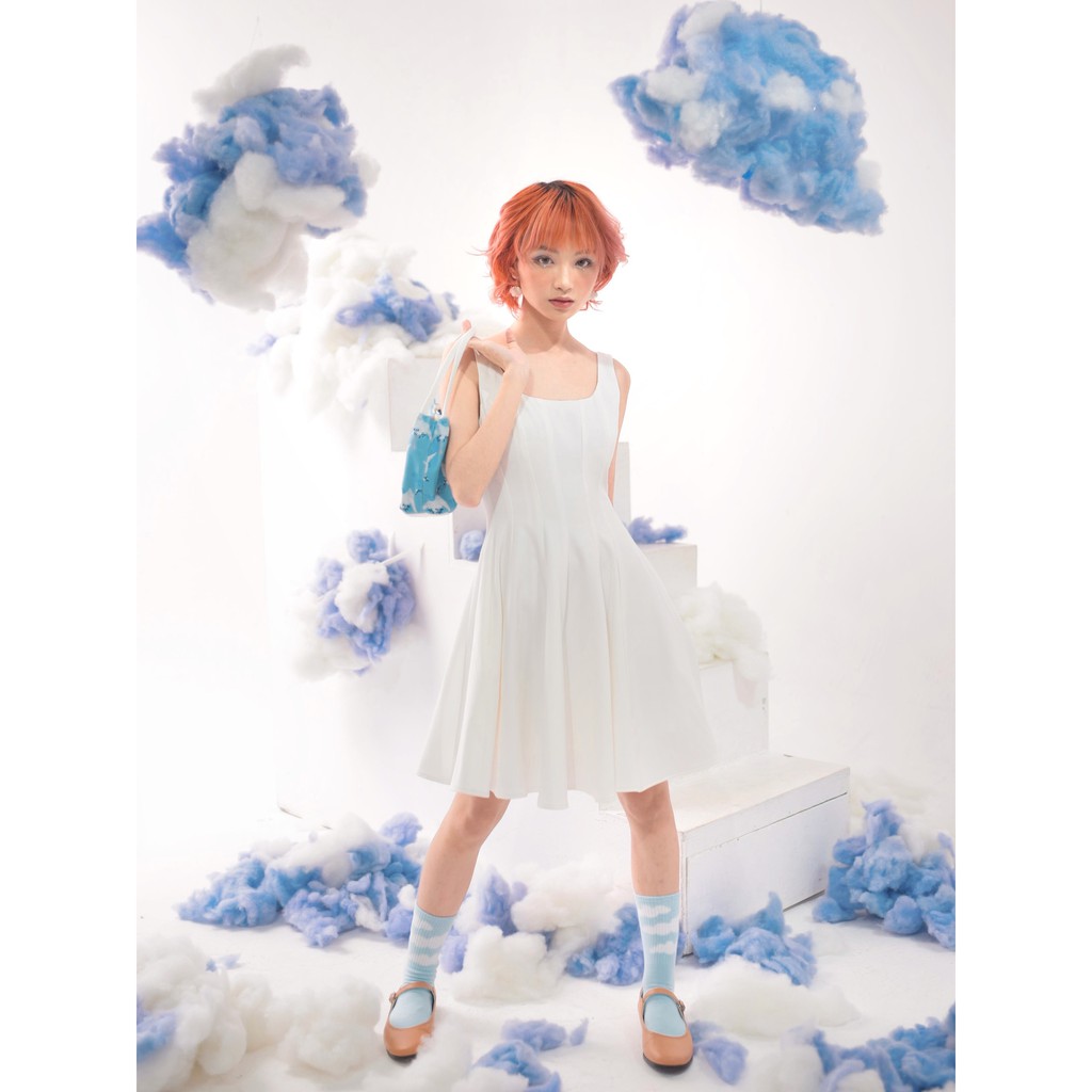 Đầm hai trắng hai dây bó eo dáng xòe tôn dáng Annam Design