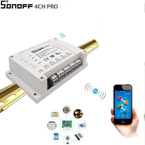 Công Tắc Sonoff Thông Minh 4CH Pro R2 Điều Khiển Từ Xa Bằng Điện Thoại Qua Mạng Wifi