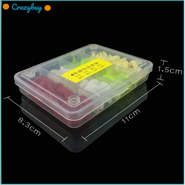 Set 100 Mồi Giả Câu Cá Bằng Silicon Mềm Kèm Hộp Đựng
