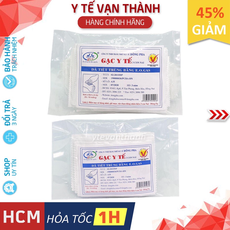 ✅ Gạc Y Tế- Đông Pha (Tiệt Trùng Từng Cái), (Gói 10 miếng) -VT0797