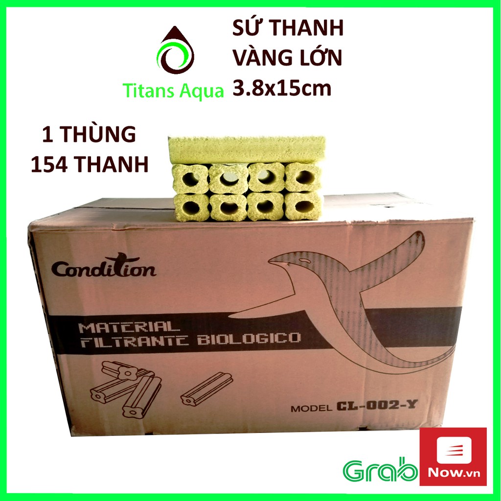 THÙNG 154 THANH SỨ VÀNG LỚN 3.8x15cm - VẬT LIỆU LỌC HỒ CÁ