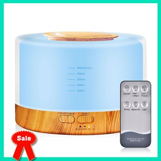 Máy Khuếch Tán Tinh Dầu Trụ Nắp Trong Vân Gỗ + Remote