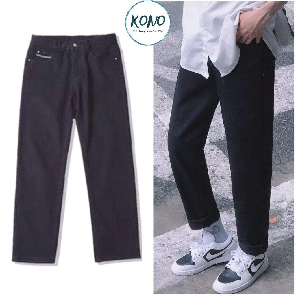 Quần jean baggy nam màu đen KONO dáng suông đứng rộng đẹp chất bò phong cách hàn quốc cao cấp QJ1D