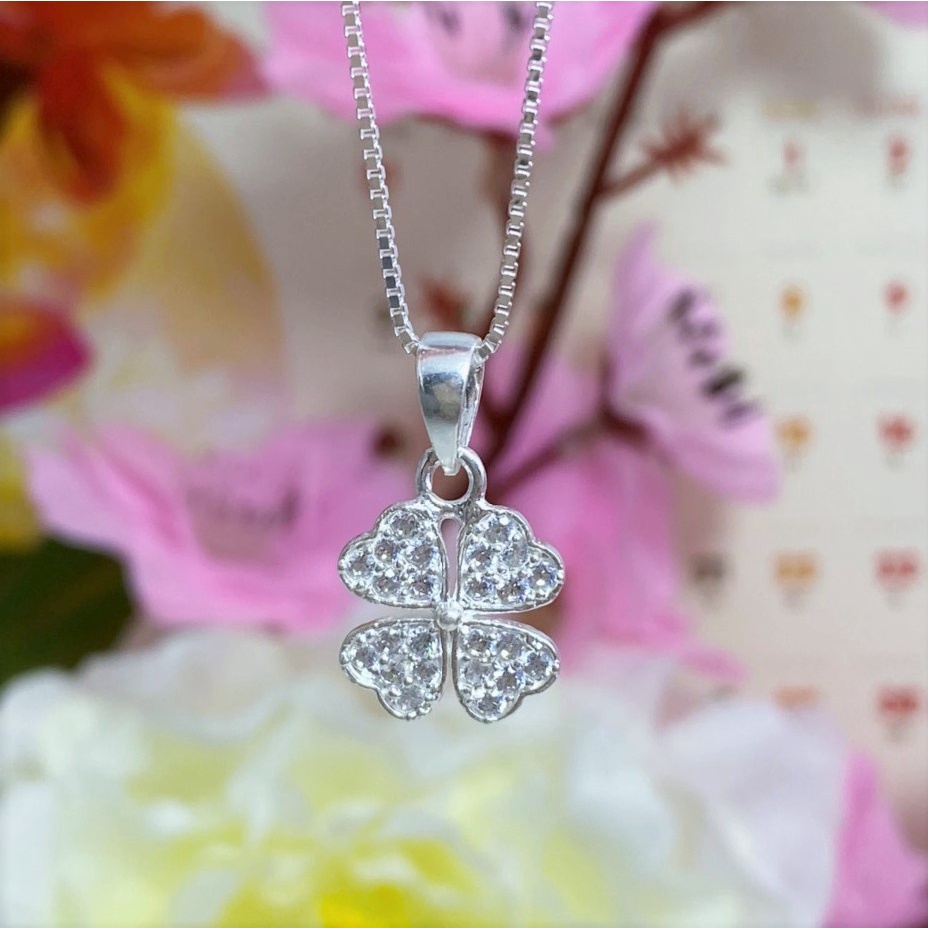 Dây chuyền bạc nữ mặt hình cỏ 4 lá, Chất liệu bạc thật, thiết kế tinh xảo - Trang sức bạc Evasilver