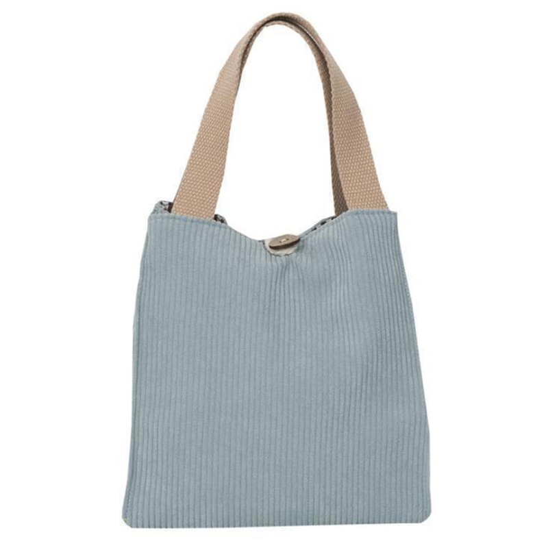 Seng Túi Tote Vải Nhung Có Gân Trơn Di Động Có Tay Cầm Thích Hợp Cho Học Sinh / Cắm Trại Ngoài Trời