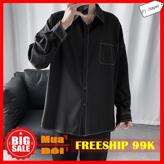 (RẺ VÔ ĐỊCH) Áo sơ mi viền cách tân oversize