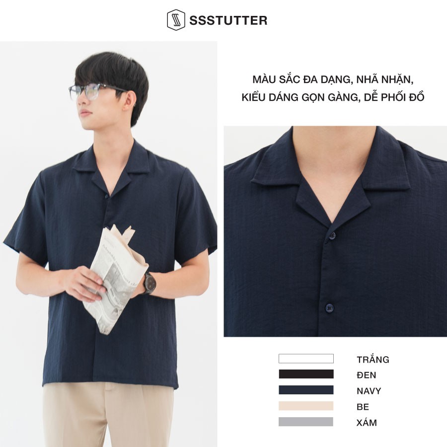 Áo sơ mi nam ngắn tay thiết kế cổ cuba SSSTUTTER vải Linen 5 màu Cuba Shirt | BigBuy360 - bigbuy360.vn