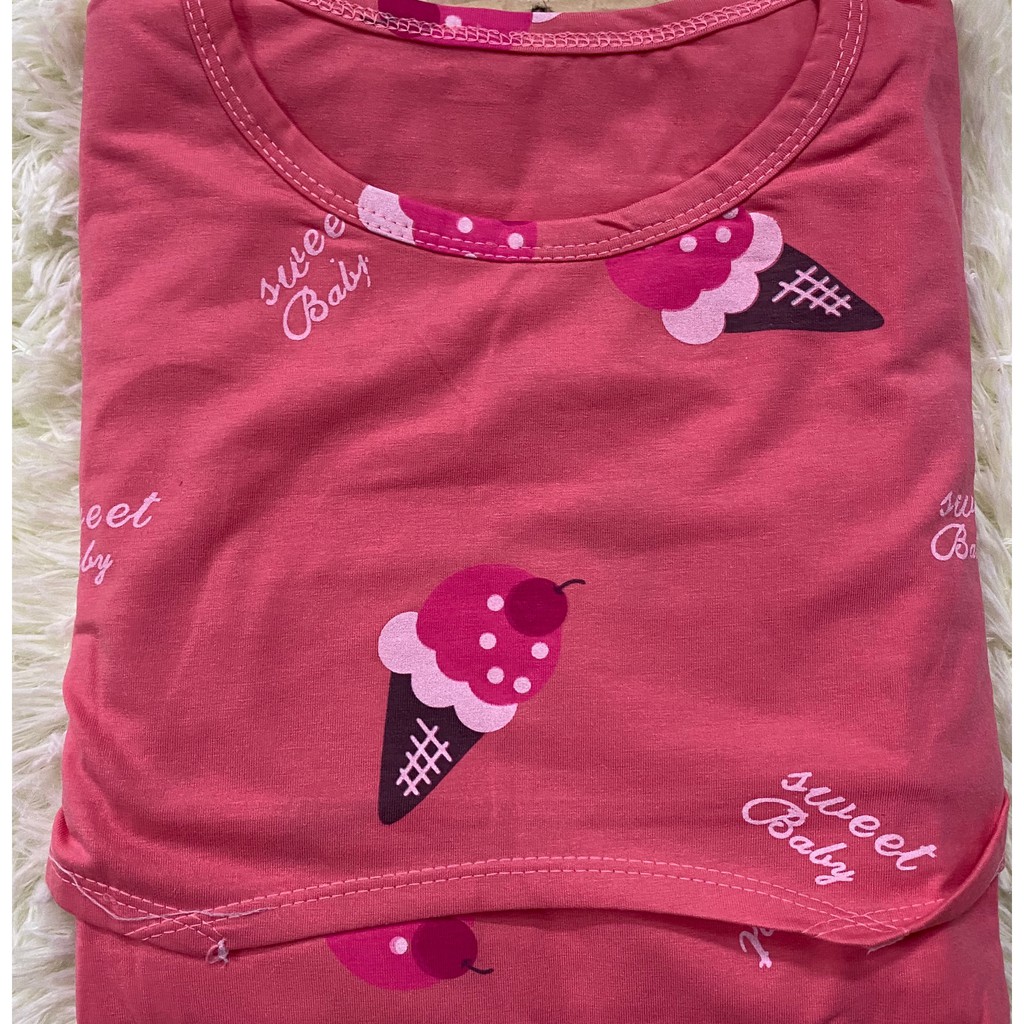 Bộ đồ bầu và sau sinh COTTON MỀM MÁT họa tiết KEM ỐC QUẾ trẻ trung xinh xắn BD937