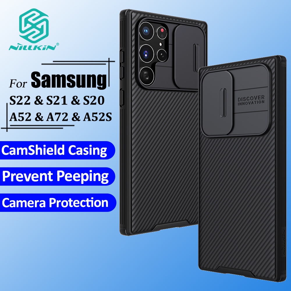 Vỏ điện thoại Nilkin CamShield cho Samsung Galaxy S23 FE S22 S21 Note 20 Ultra S21 S20 FE S22 Plus A54 A52S A52 A22 A34 A51 A71 A32 Thanh trượt bảo vệ máy ảnh