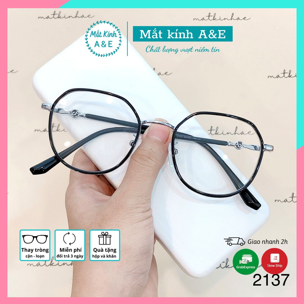 Gọng kính cận nữ nam A&Eeyewear mắt đa giác gọng kim loại thiết kế màu sắc dễ thương 2137