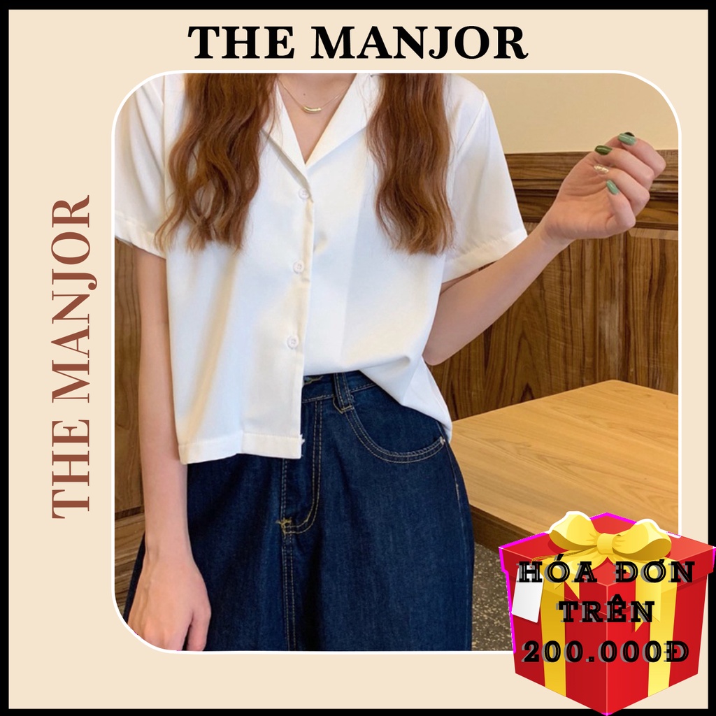 Áo sơ mi tay ngắn cổ vest nữ kiểu form rộng đẹp hàn quốc cộc tay vintage ulzzang - AK0001 | steven.factory