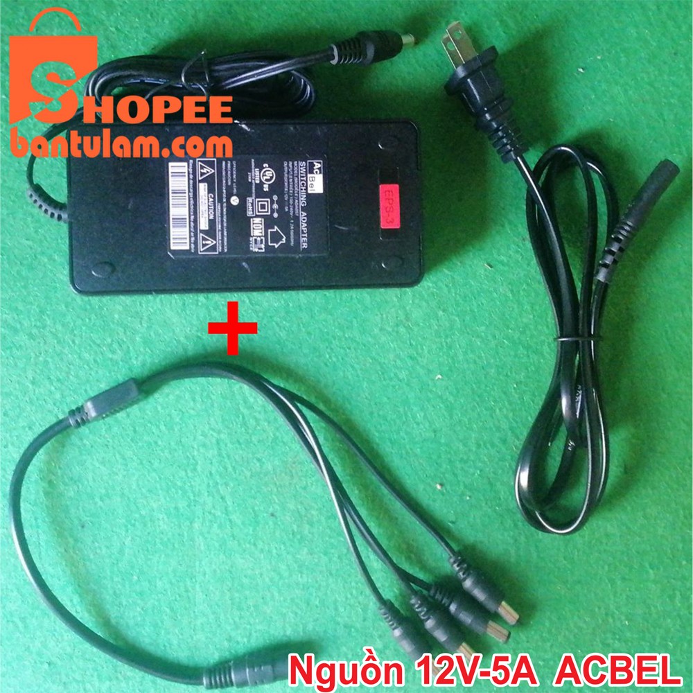 Combo (Nguồn AcBel 12V-5A + Giắc DC đực chia 4) cấp nguồn cho Camera, Modem, AP, Switch