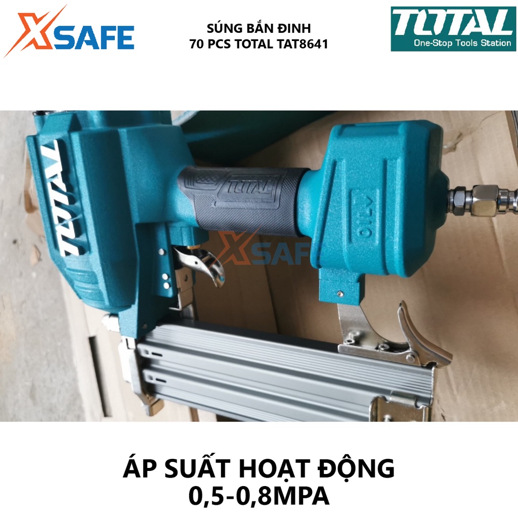 Súng bắn đinh bê tông TOTAL TAT8641 Máy bắn đinh dùng hơi 70pcs Mô tơ mạnh mẽ, tay cầm độ nhám cao chống trơn trượt
